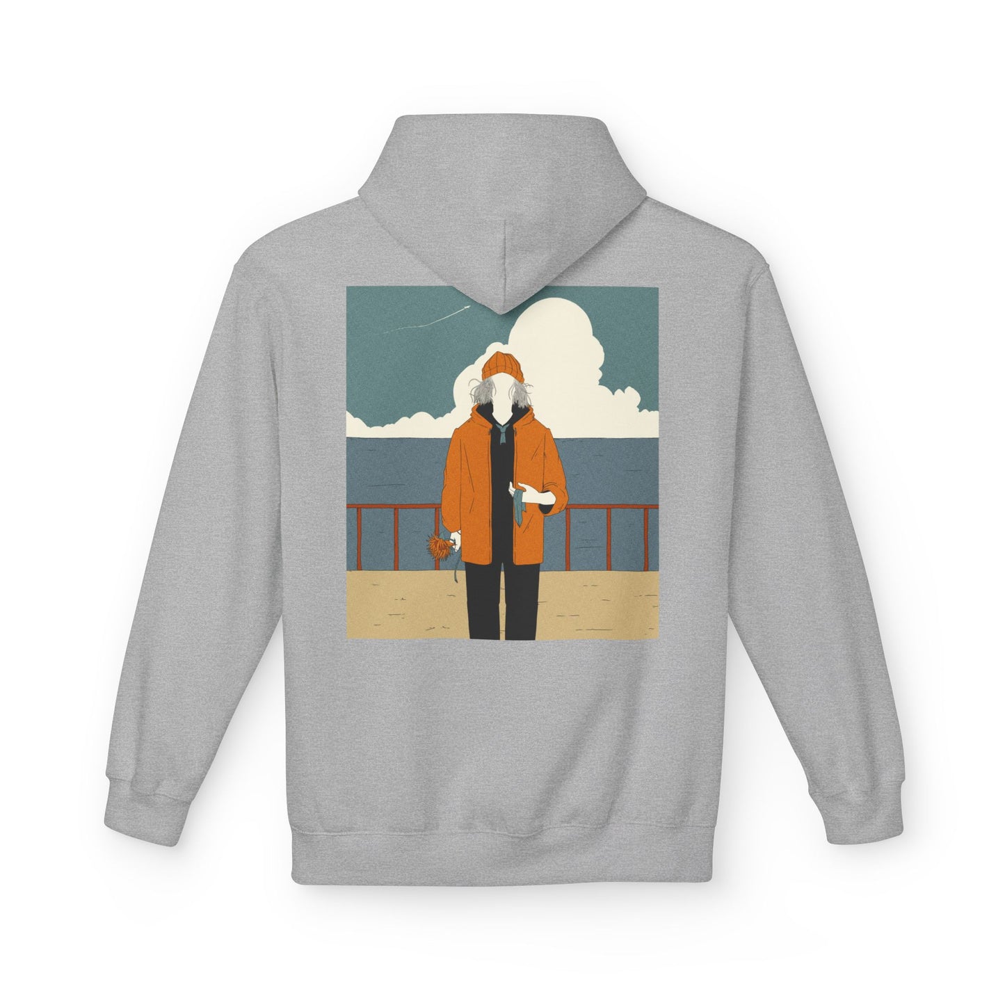 Cozy Unisex Fleece Hoodie with Nature Wreath Design