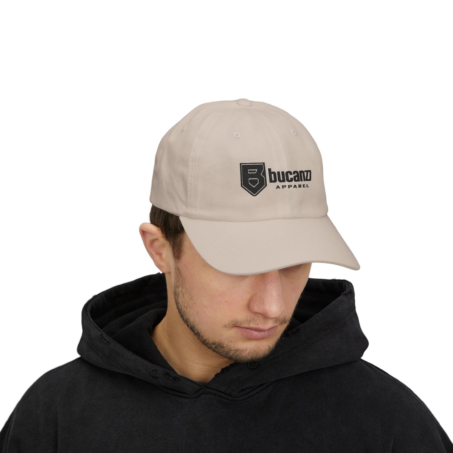 Bucanzz Embroidered Classic Dad Cap – White Adjustable Logo Hat