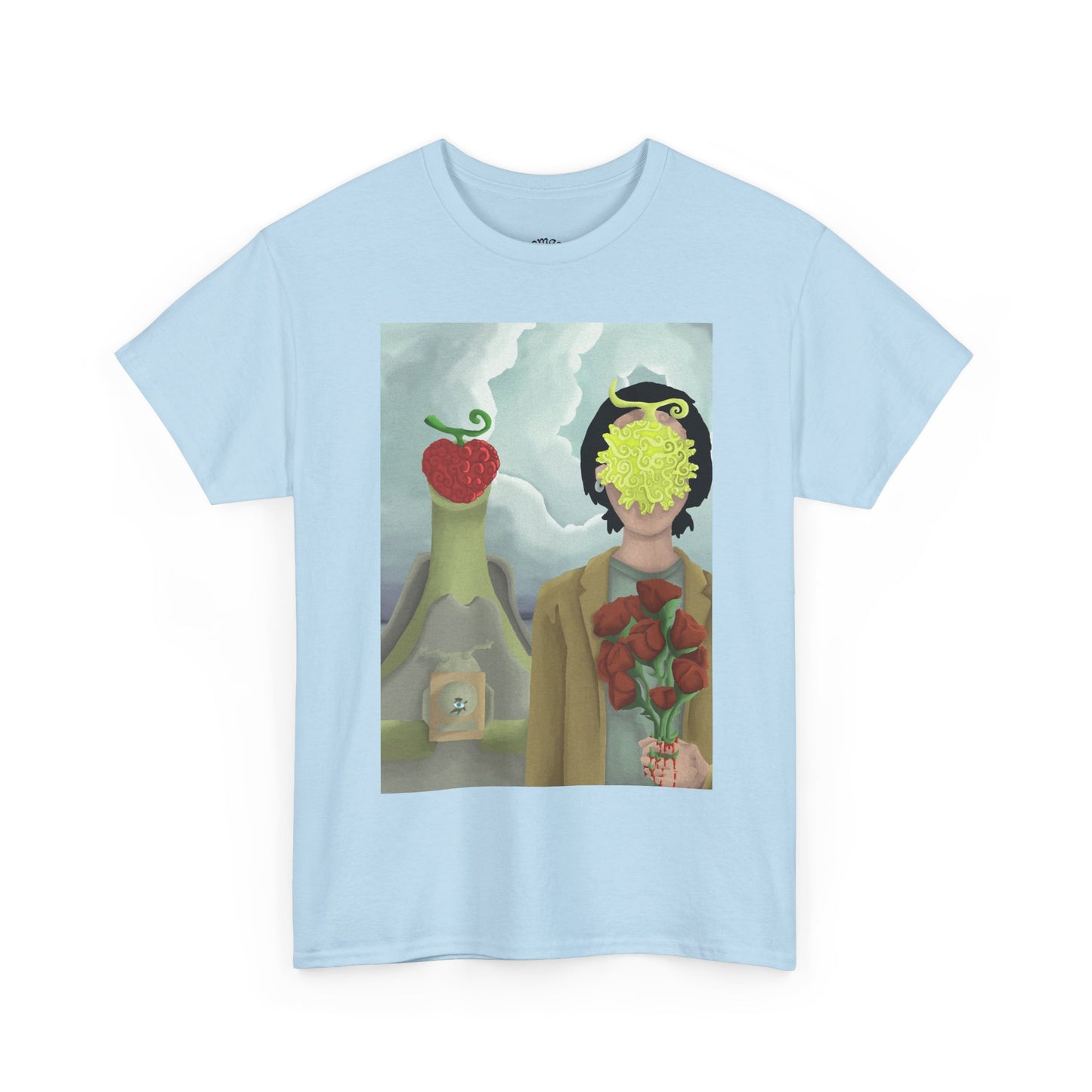 Surreal Floral Portrait T-Shirt — Artistic Apple & Flower Graphic Tee