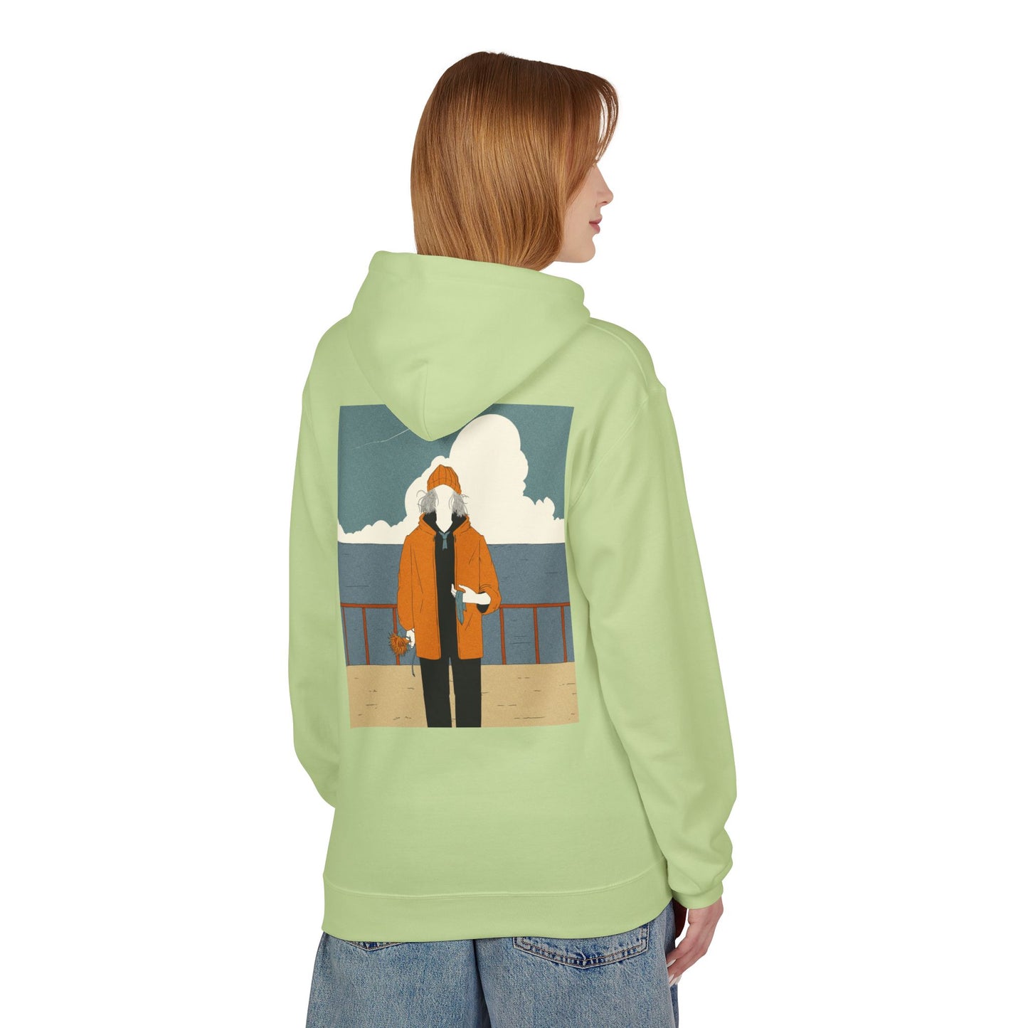 Cozy Unisex Fleece Hoodie with Nature Wreath Design