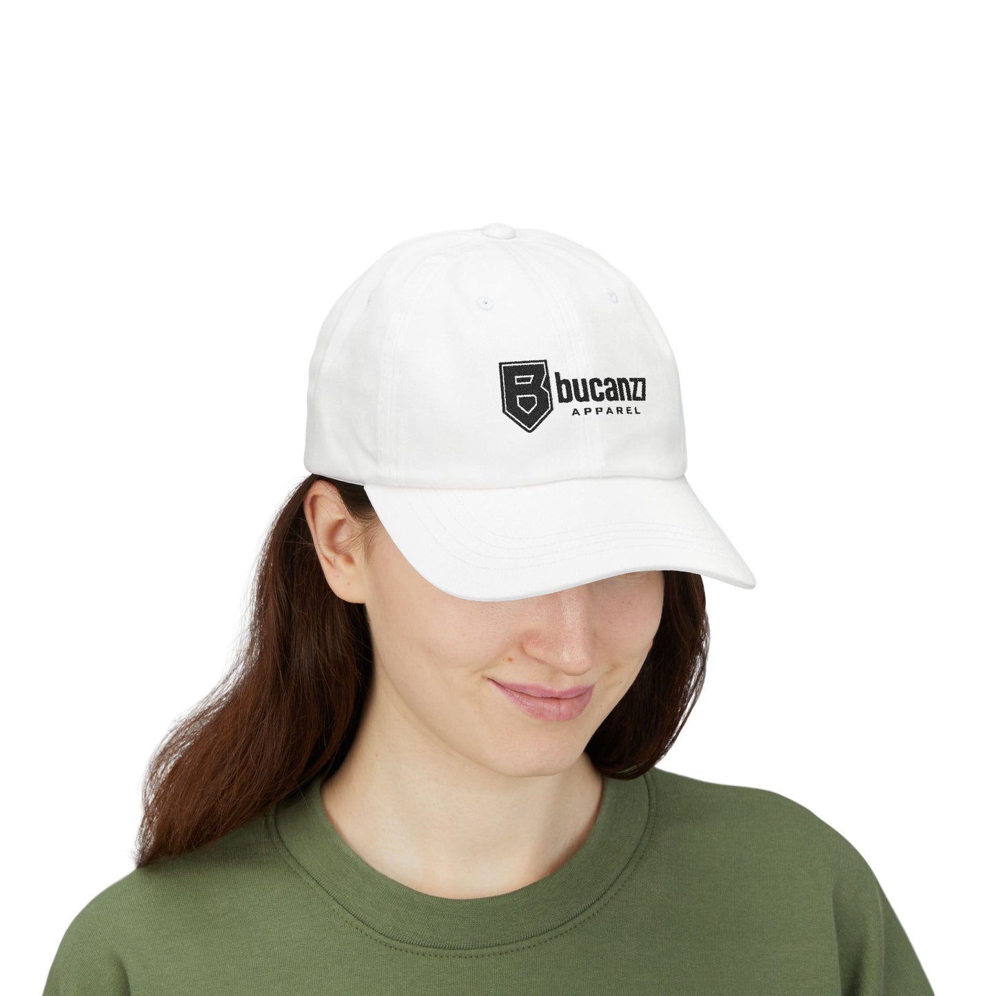 Bucanzz Embroidered Classic Dad Cap – White Adjustable Logo Hat