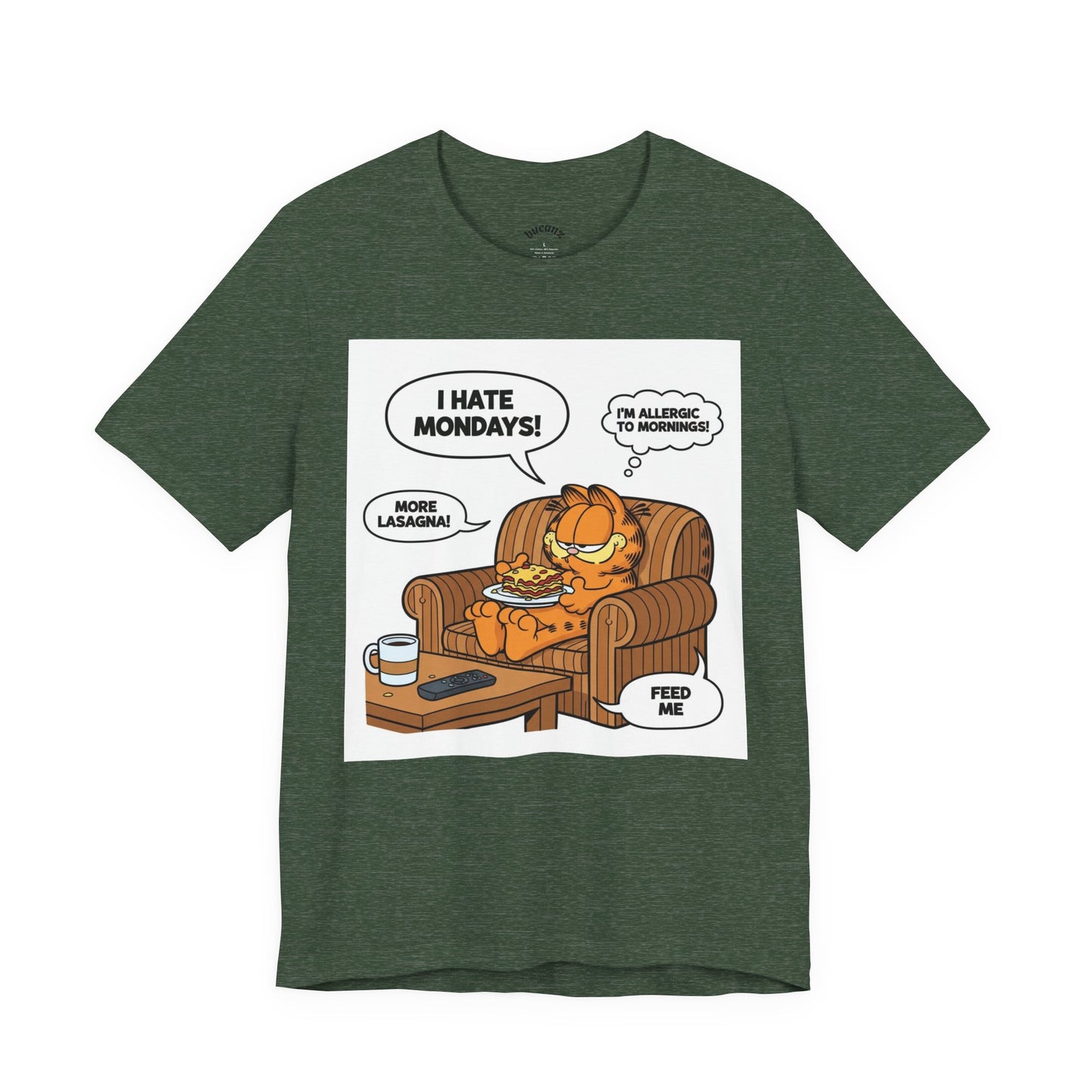 Garfield-Inspired Unisex Tee: I Hate Mondays, Perfect Gift for Cat Lovers, Fun Casual Wear, Humor Tee, Lazy Sunday Shirt, Gift for Him/Her