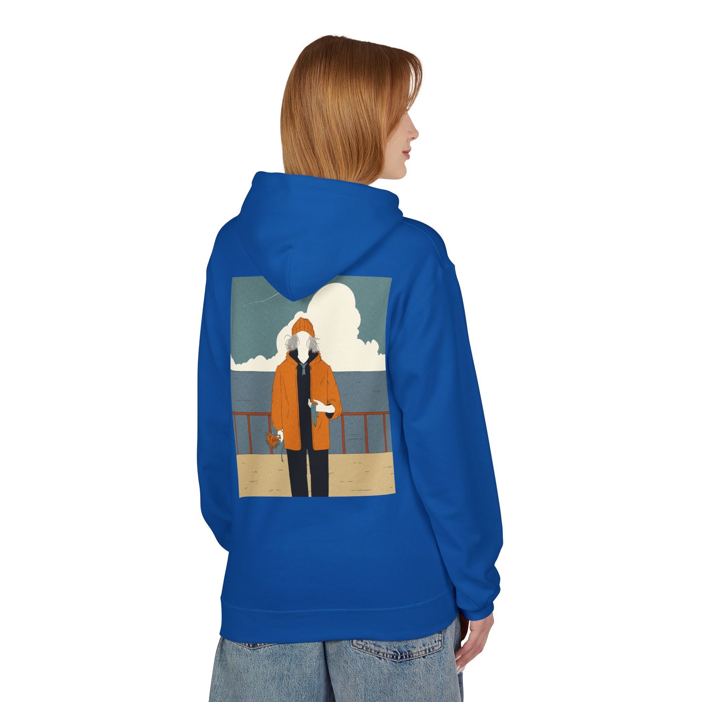 Cozy Unisex Fleece Hoodie with Nature Wreath Design