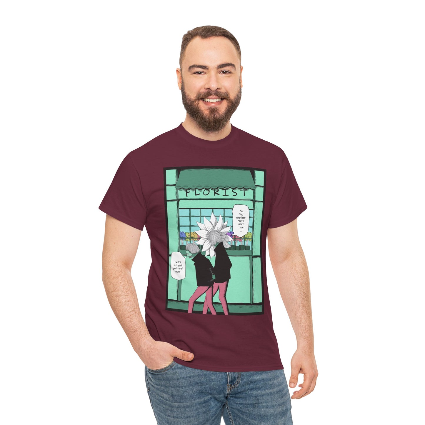 Floral Heads Comic Tee – 'Florist' Graphic T-Shirt