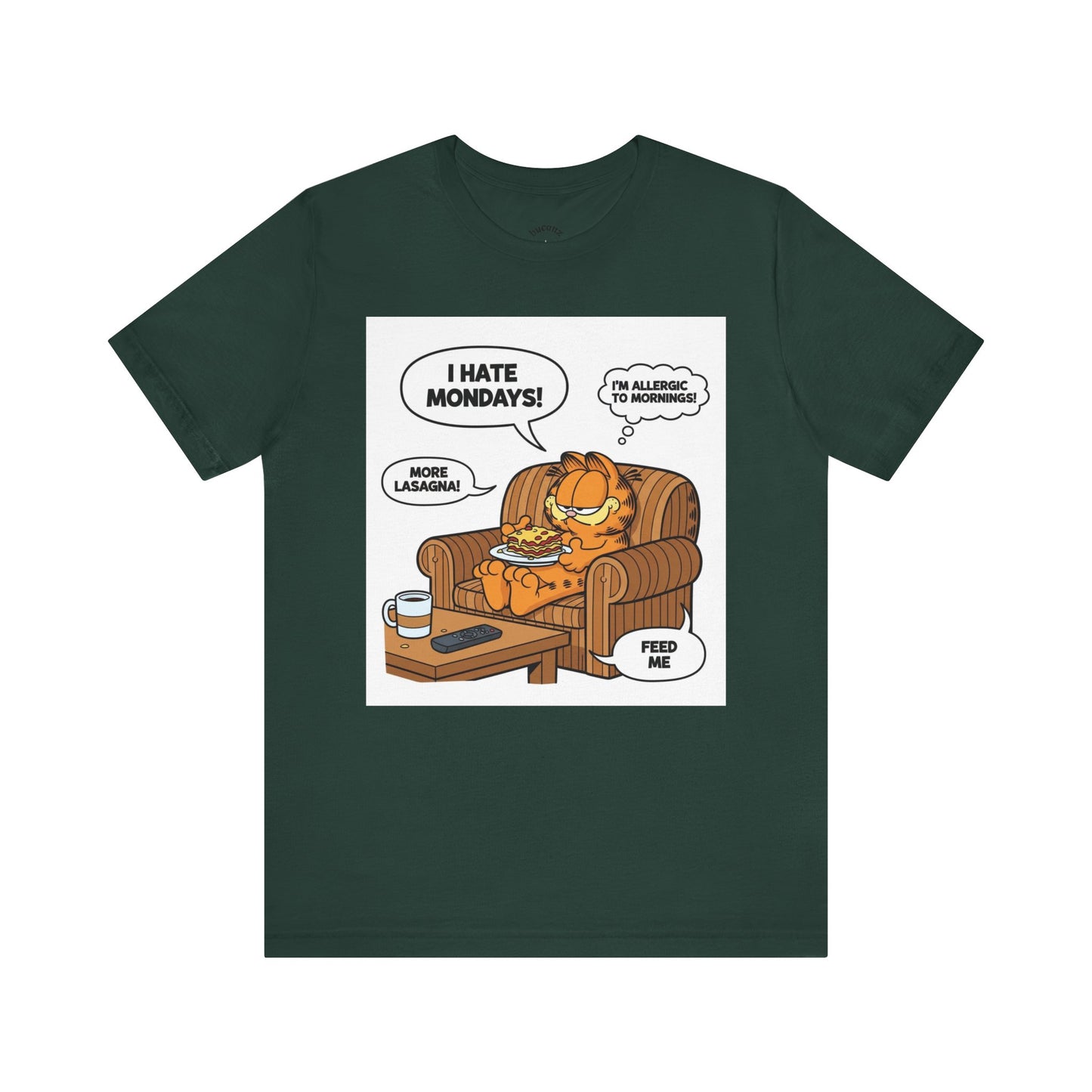Garfield-Inspired Unisex Tee: I Hate Mondays, Perfect Gift for Cat Lovers, Fun Casual Wear, Humor Tee, Lazy Sunday Shirt, Gift for Him/Her