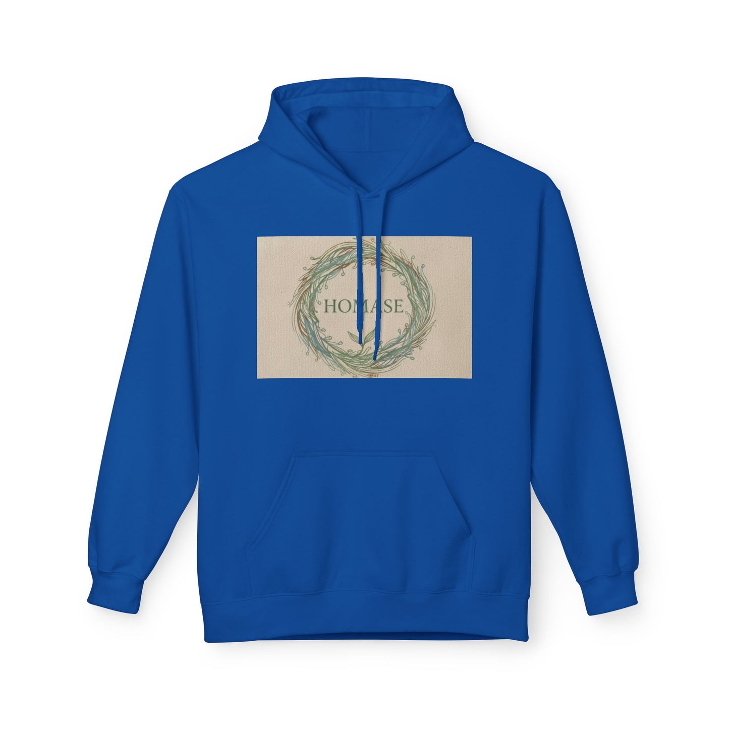 Cozy Unisex Fleece Hoodie with Nature Wreath Design