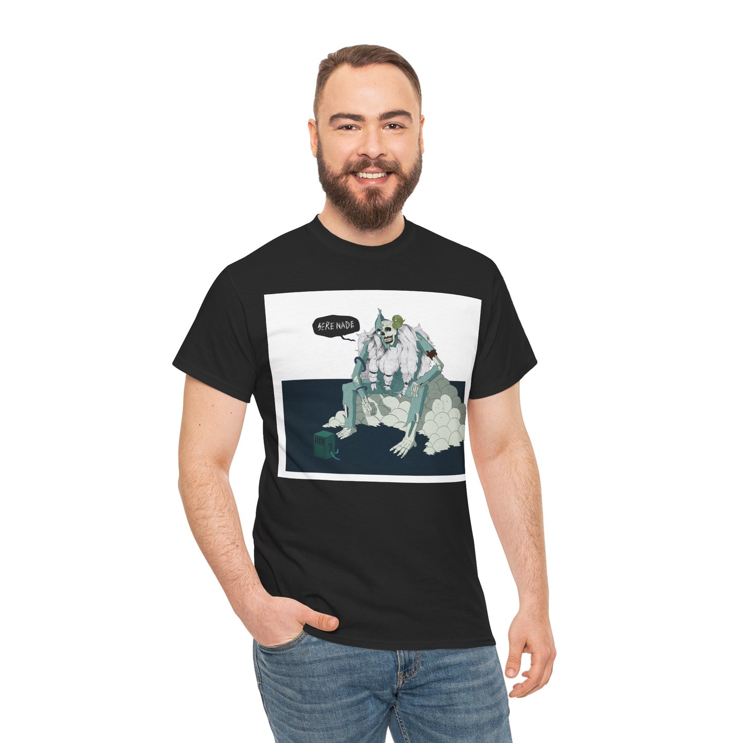 T-Shirt — Surreal Frog Monster Illustration with ‘Why Not?’ Speech Bubble