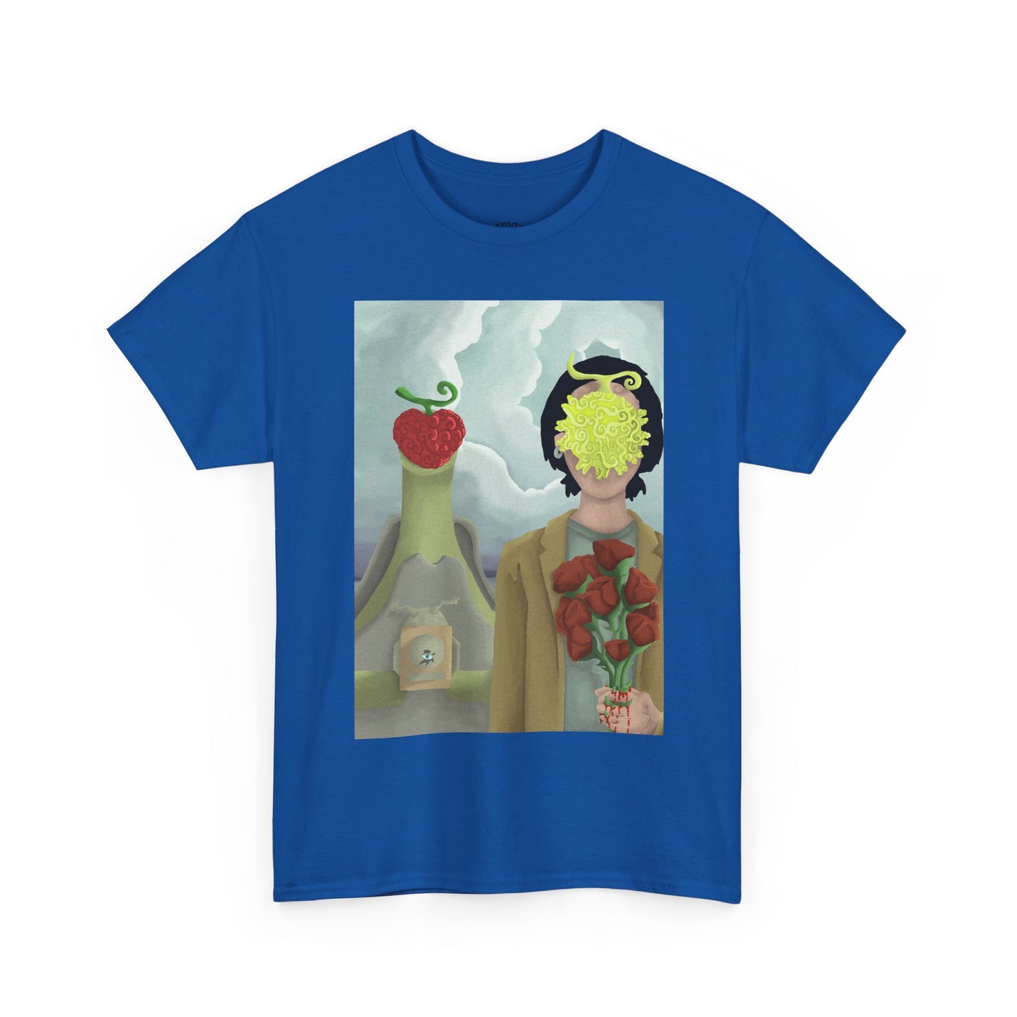 Surreal Floral Portrait T-Shirt — Artistic Apple & Flower Graphic Tee