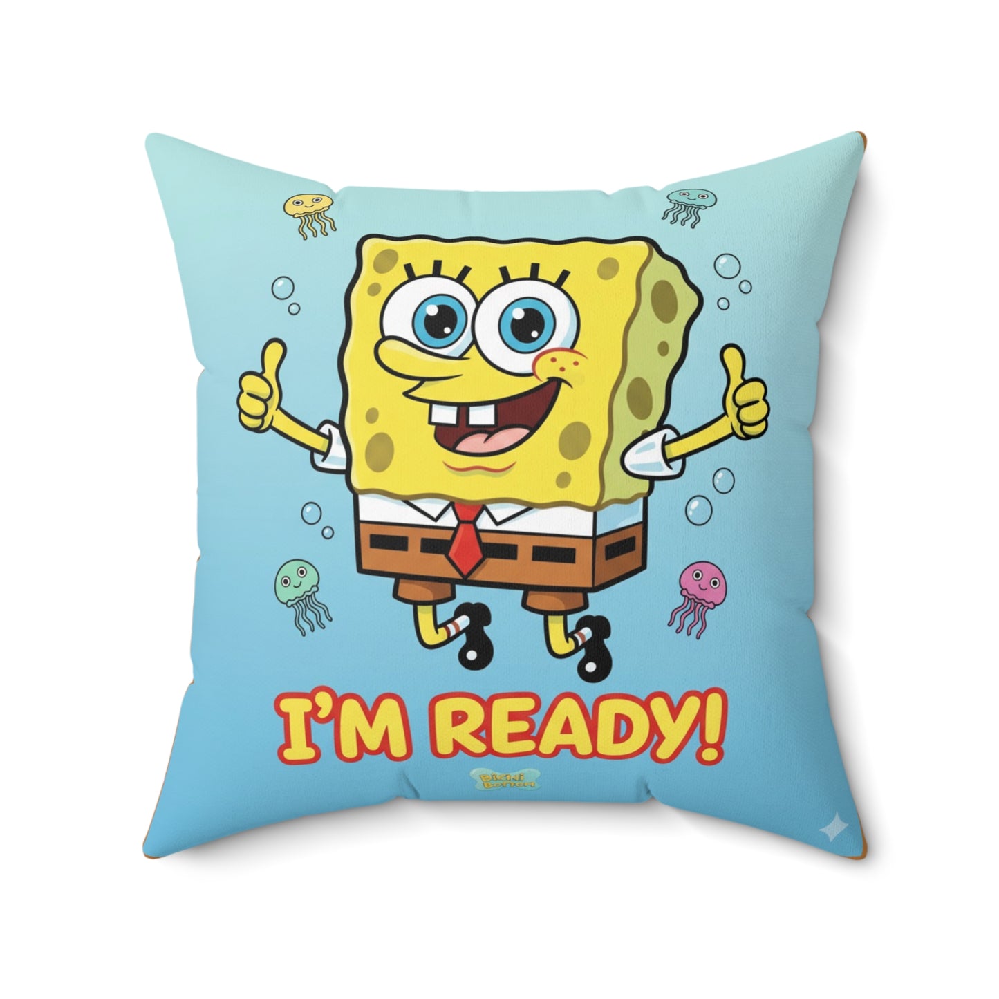 SpongeBob Square Pillow - "I'm Ready!" Fun Decorative Cushion