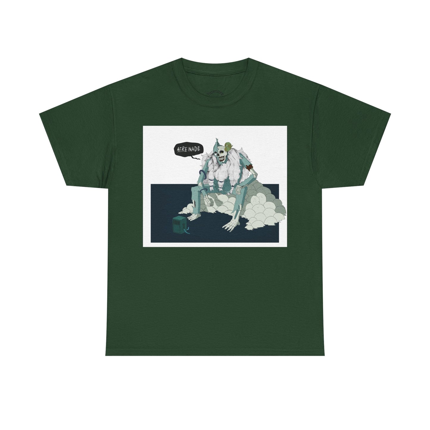 T-Shirt — Surreal Frog Monster Illustration with ‘Why Not?’ Speech Bubble