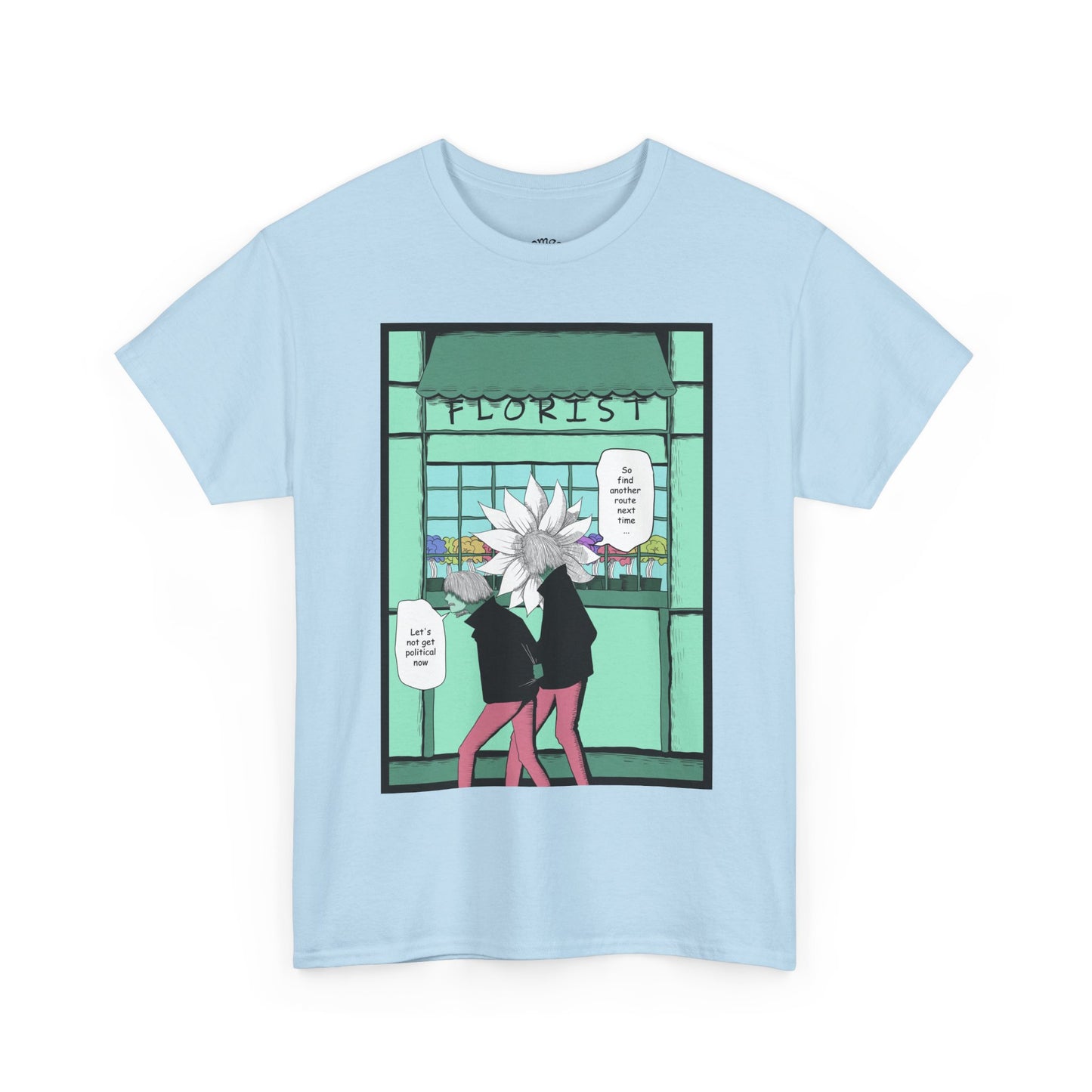 Floral Heads Comic Tee – 'Florist' Graphic T-Shirt