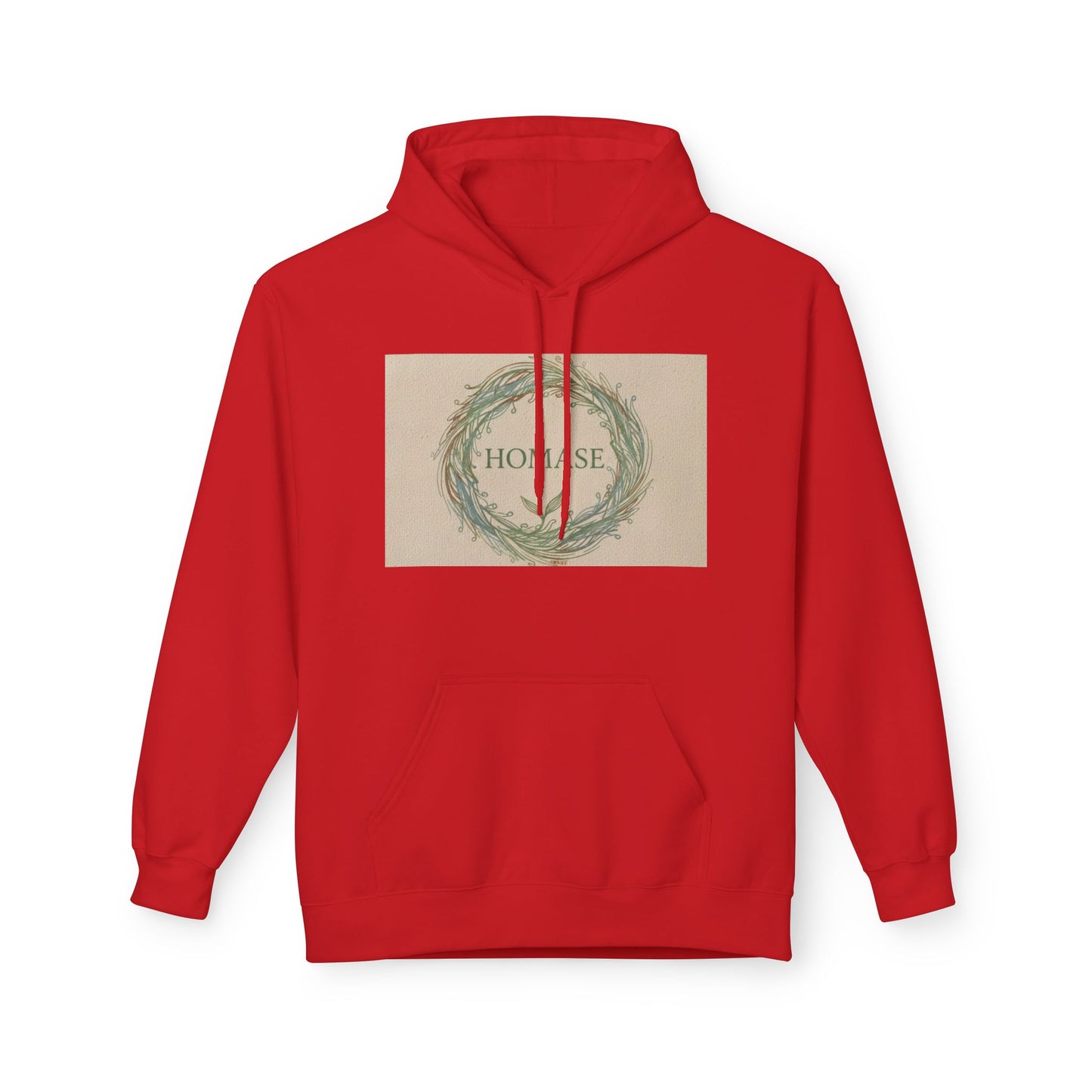 Cozy Unisex Fleece Hoodie with Nature Wreath Design