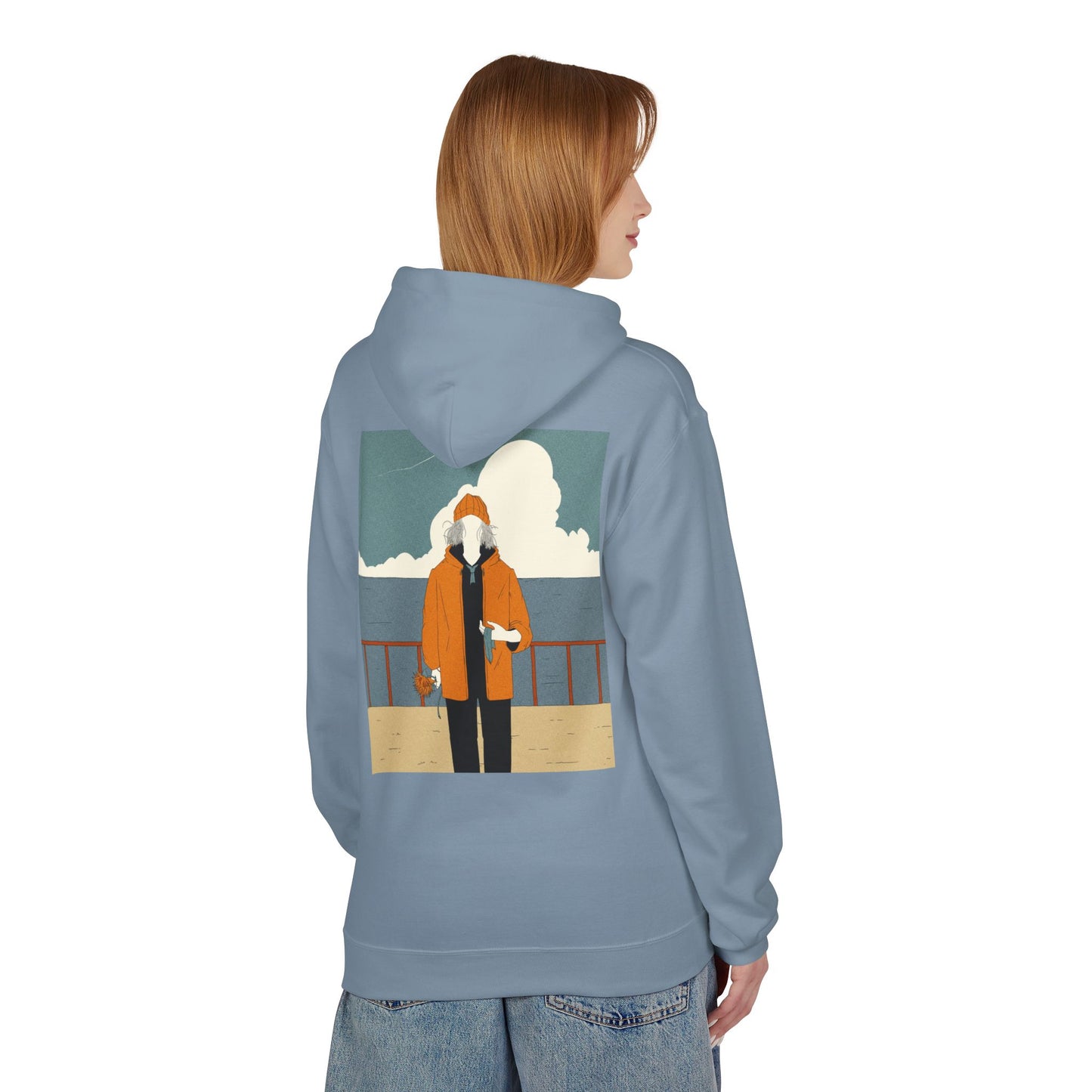 Cozy Unisex Fleece Hoodie with Nature Wreath Design