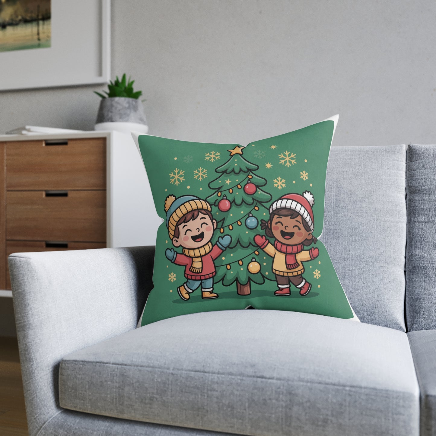 Christmas Cheer Square Pillow for Kids