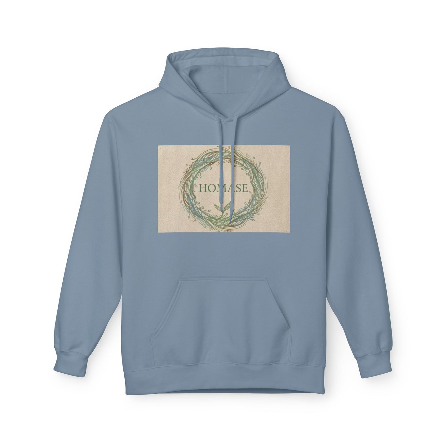 Cozy Unisex Fleece Hoodie with Nature Wreath Design