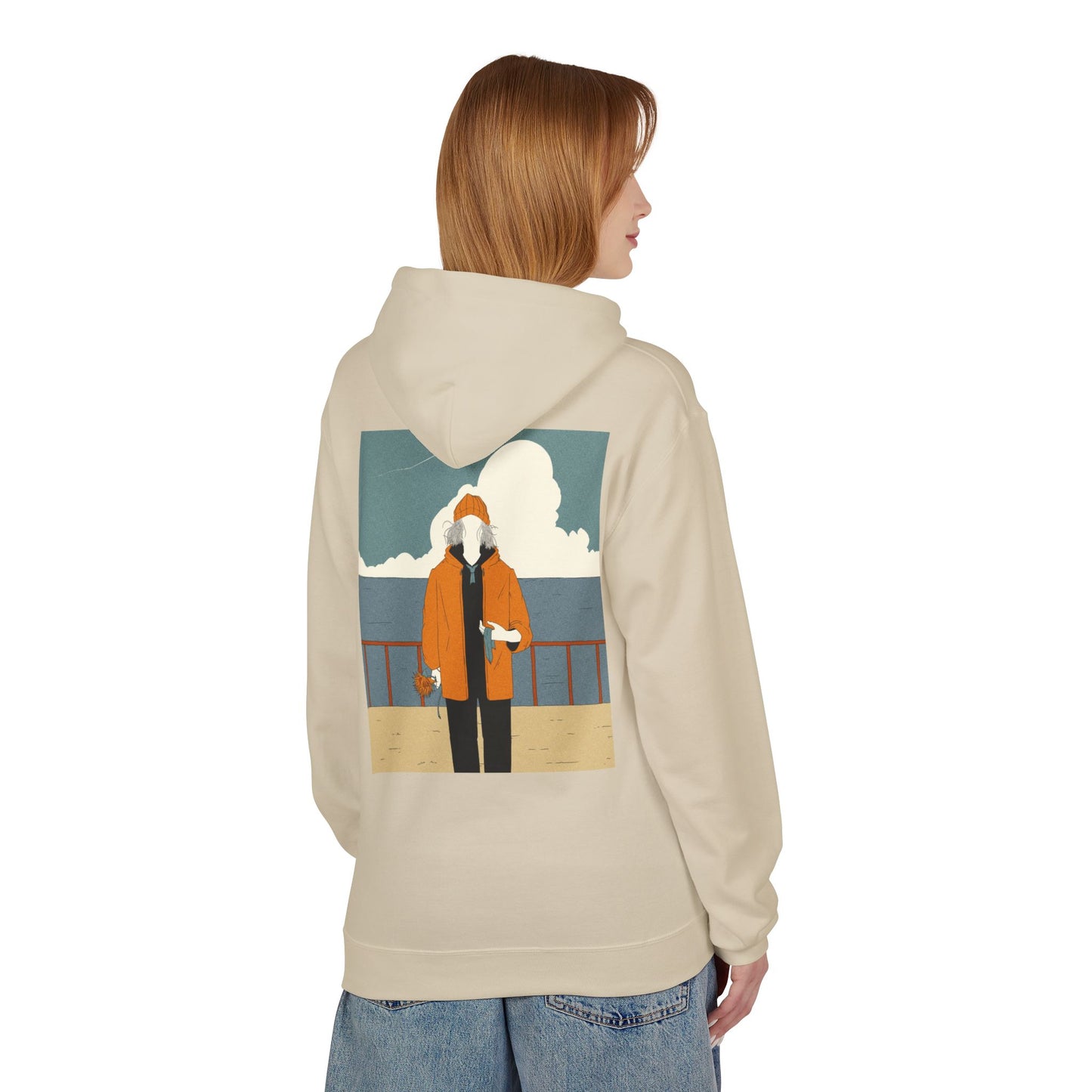 Cozy Unisex Fleece Hoodie with Nature Wreath Design