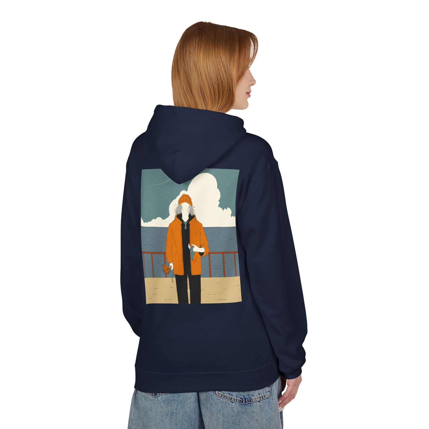 Cozy Unisex Fleece Hoodie with Nature Wreath Design