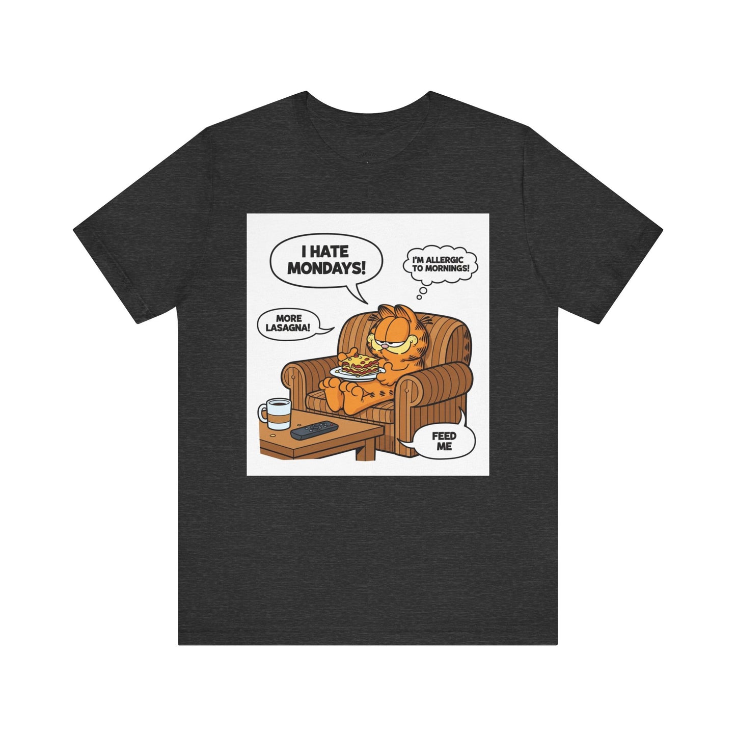 Garfield-Inspired Unisex Tee: I Hate Mondays, Perfect Gift for Cat Lovers, Fun Casual Wear, Humor Tee, Lazy Sunday Shirt, Gift for Him/Her