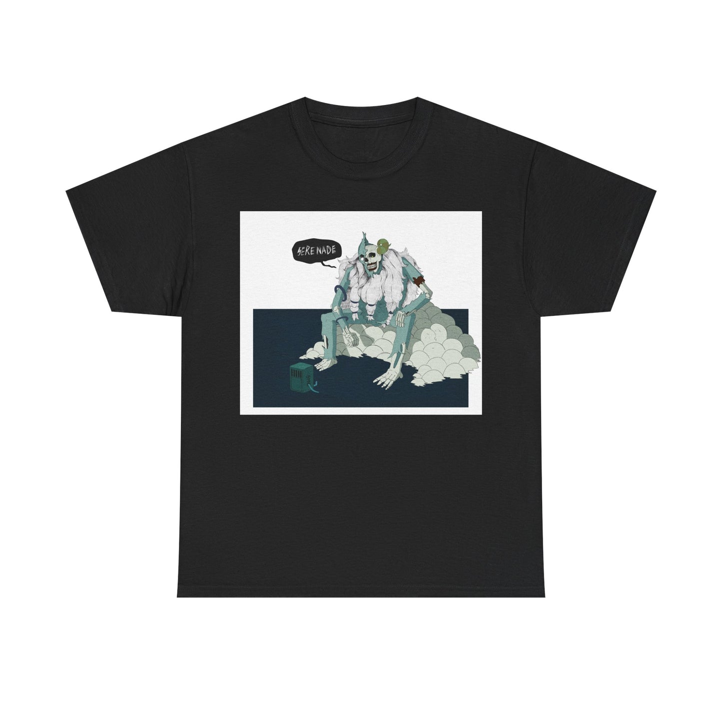 T-Shirt — Surreal Frog Monster Illustration with ‘Why Not?’ Speech Bubble