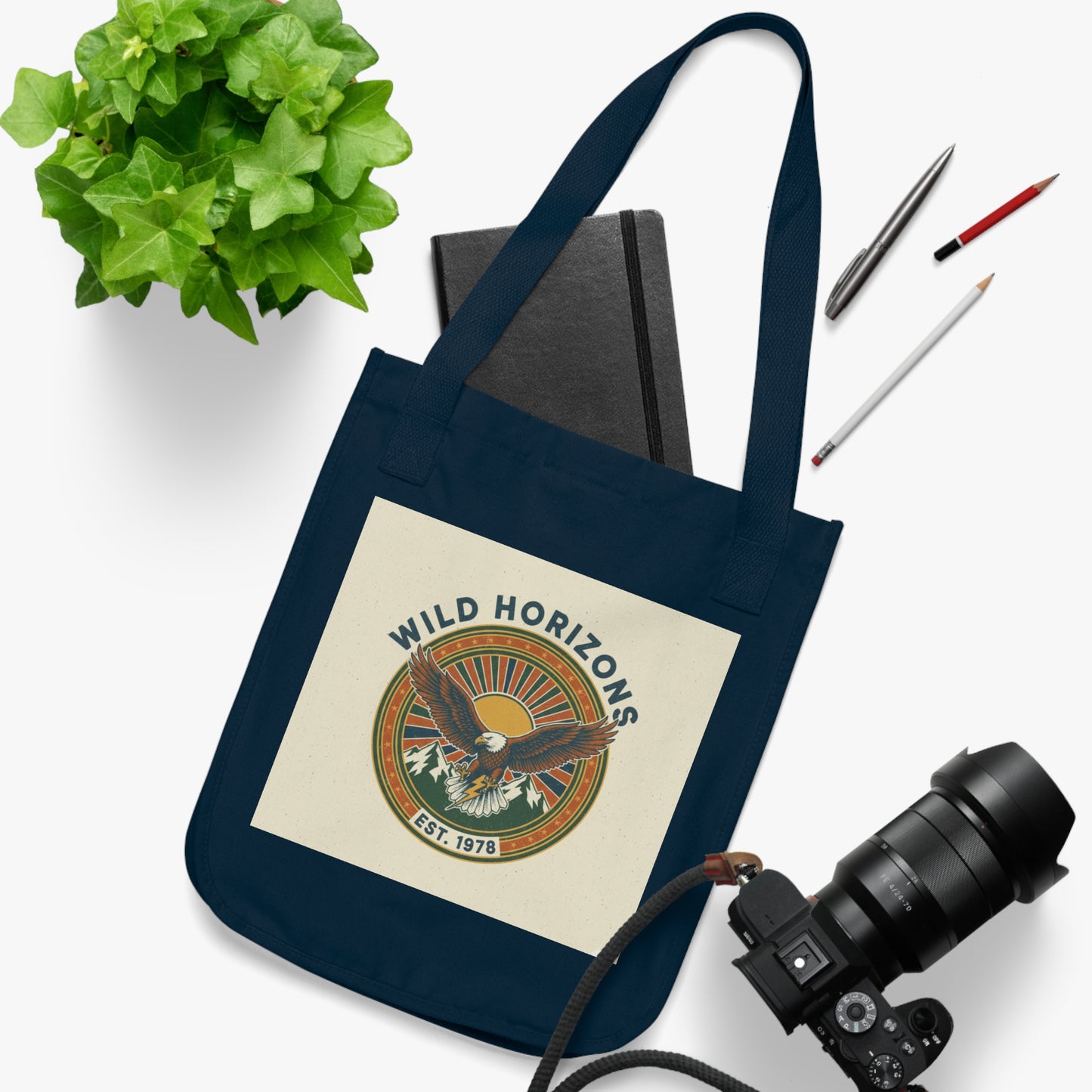 Wild Horizons Organic Canvas Tote Bag - Eco-Friendly Carryall for Adventure Lovers