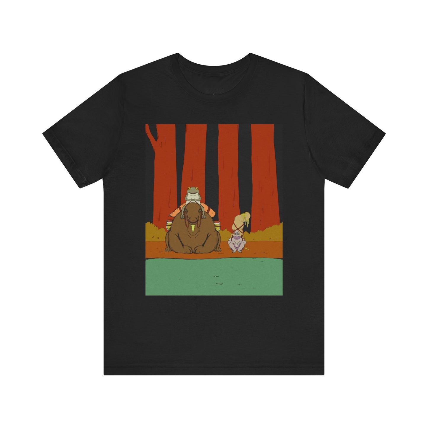 Whimsical Nature Adventure Tee, Cartoon Character Shirt, Graphic Tee for Nature Lovers, Cute Gift for Kids, Unisex Short Sleeve T-Shirt