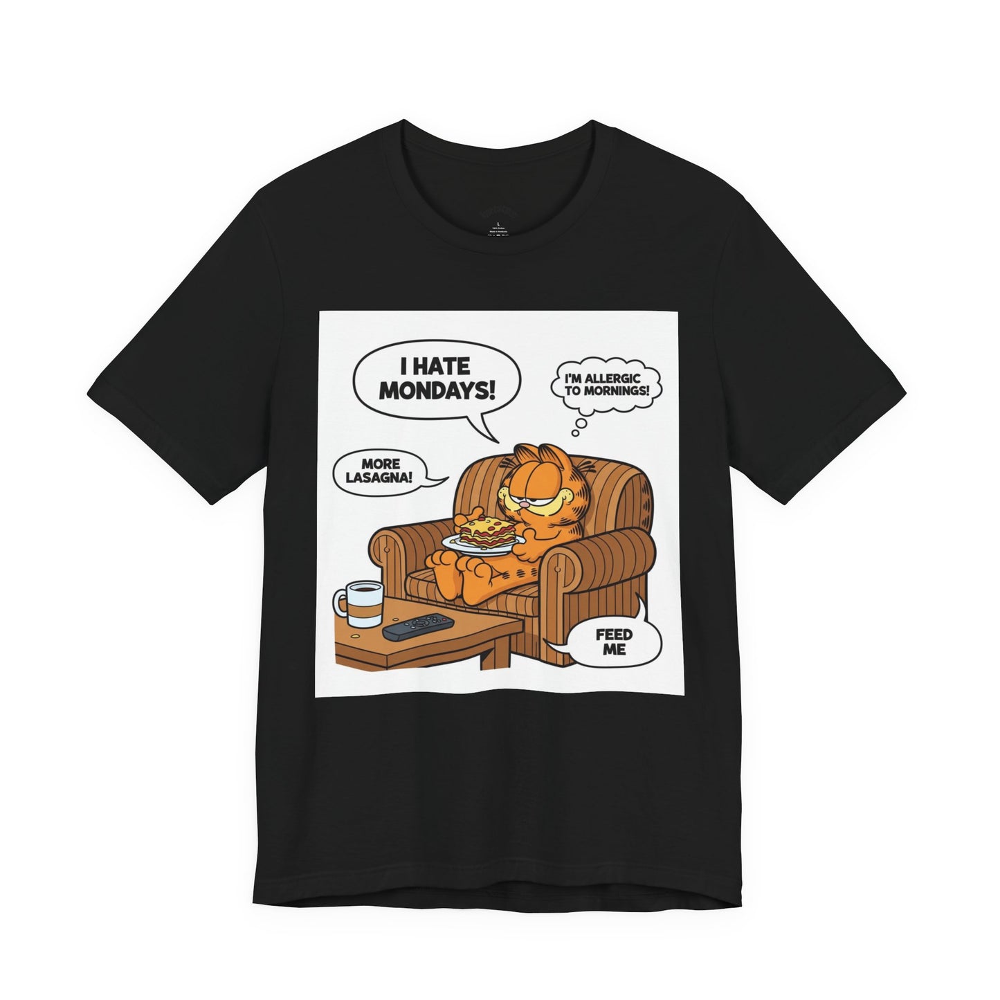 Garfield-Inspired Unisex Tee: I Hate Mondays, Perfect Gift for Cat Lovers, Fun Casual Wear, Humor Tee, Lazy Sunday Shirt, Gift for Him/Her