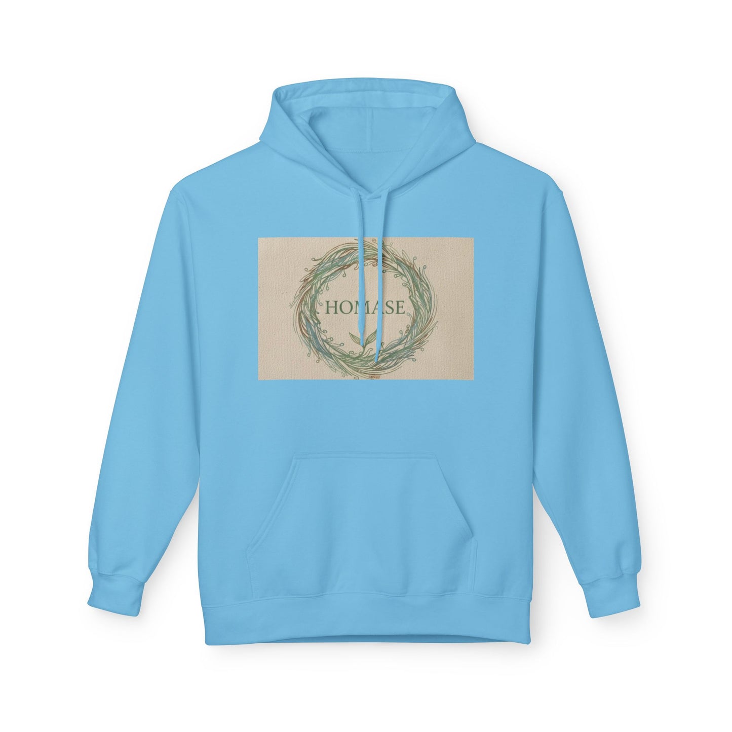 Cozy Unisex Fleece Hoodie with Nature Wreath Design