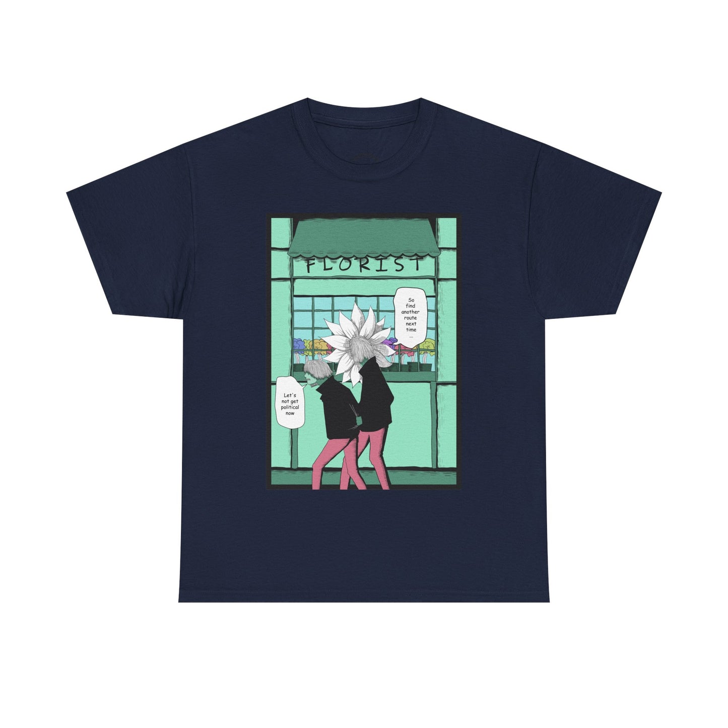 Floral Heads Comic Tee – 'Florist' Graphic T-Shirt