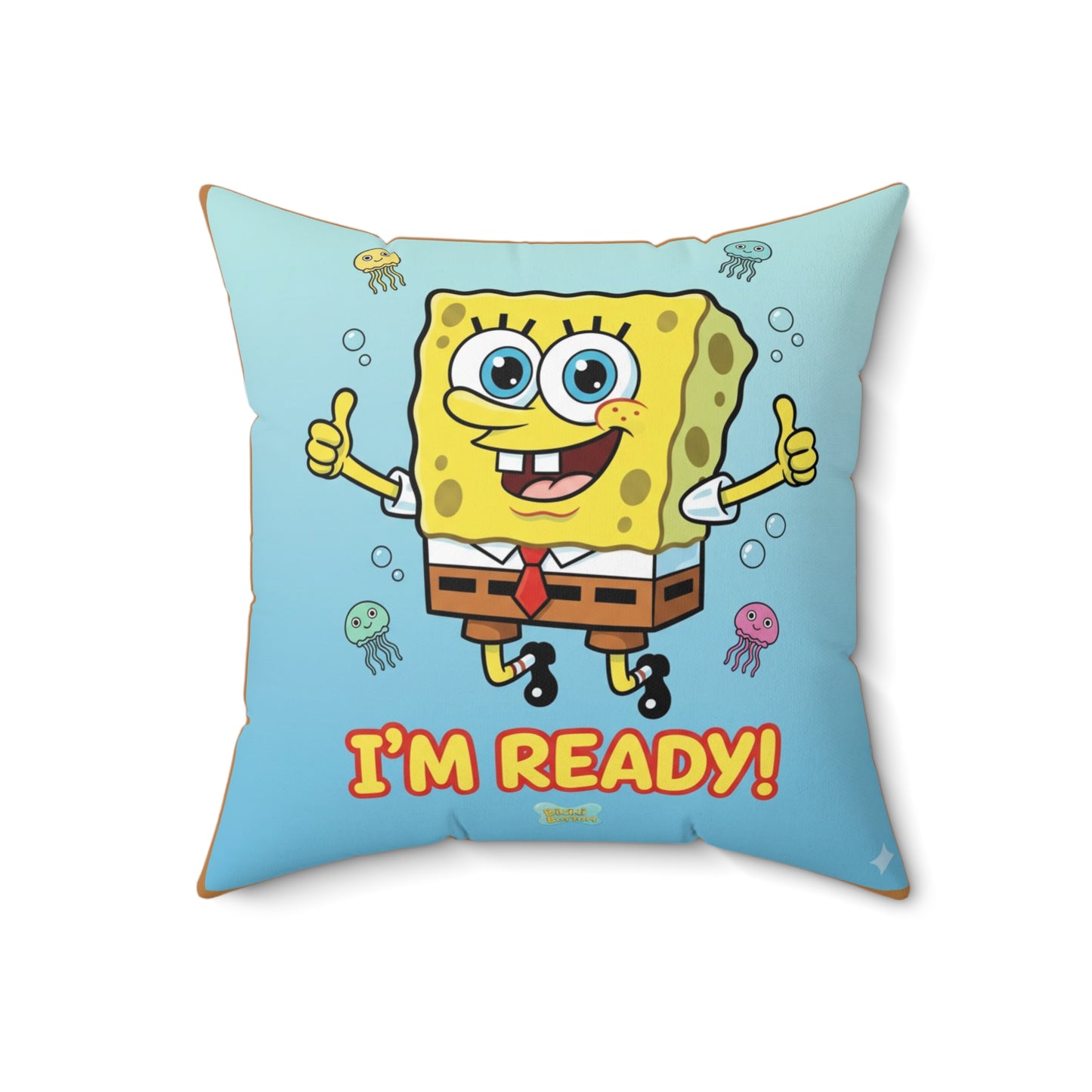 SpongeBob Square Pillow - "I'm Ready!" Fun Decorative Cushion