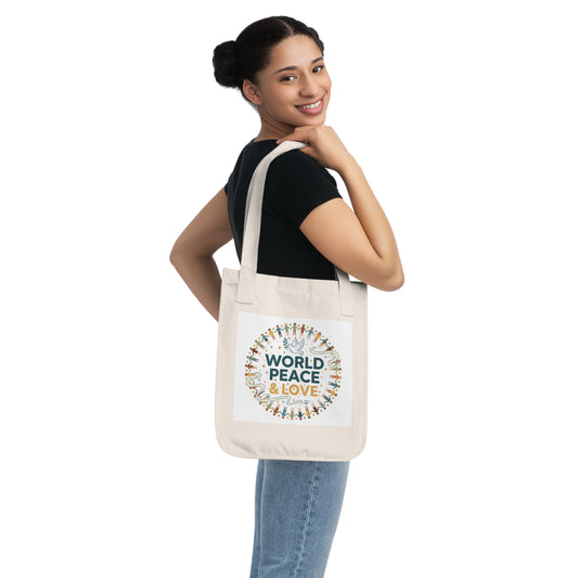 World Peace & Love Organic Canvas Tote Bag