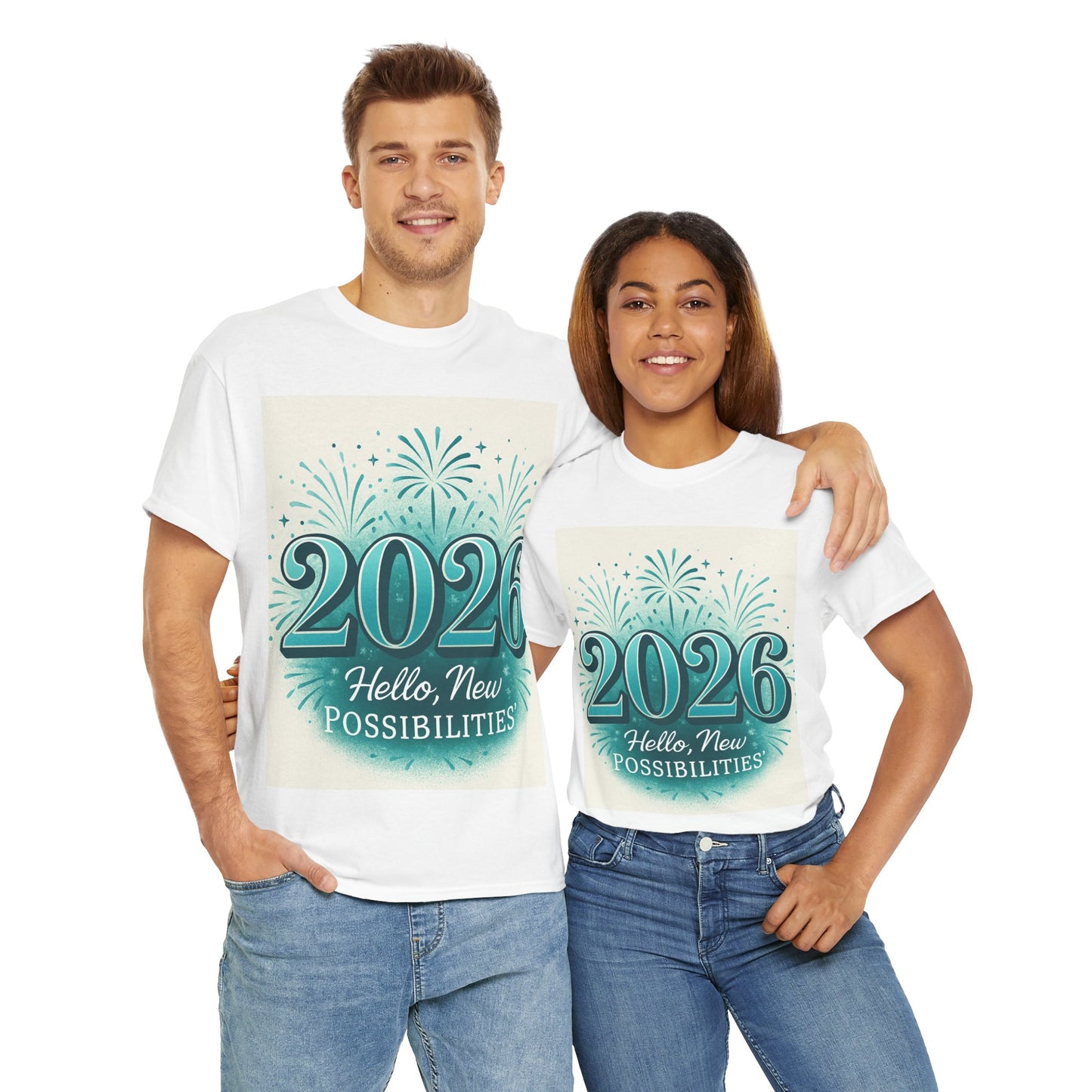 2026 New Possibilities T-Shirt — Hello New Year Fireworks Tee