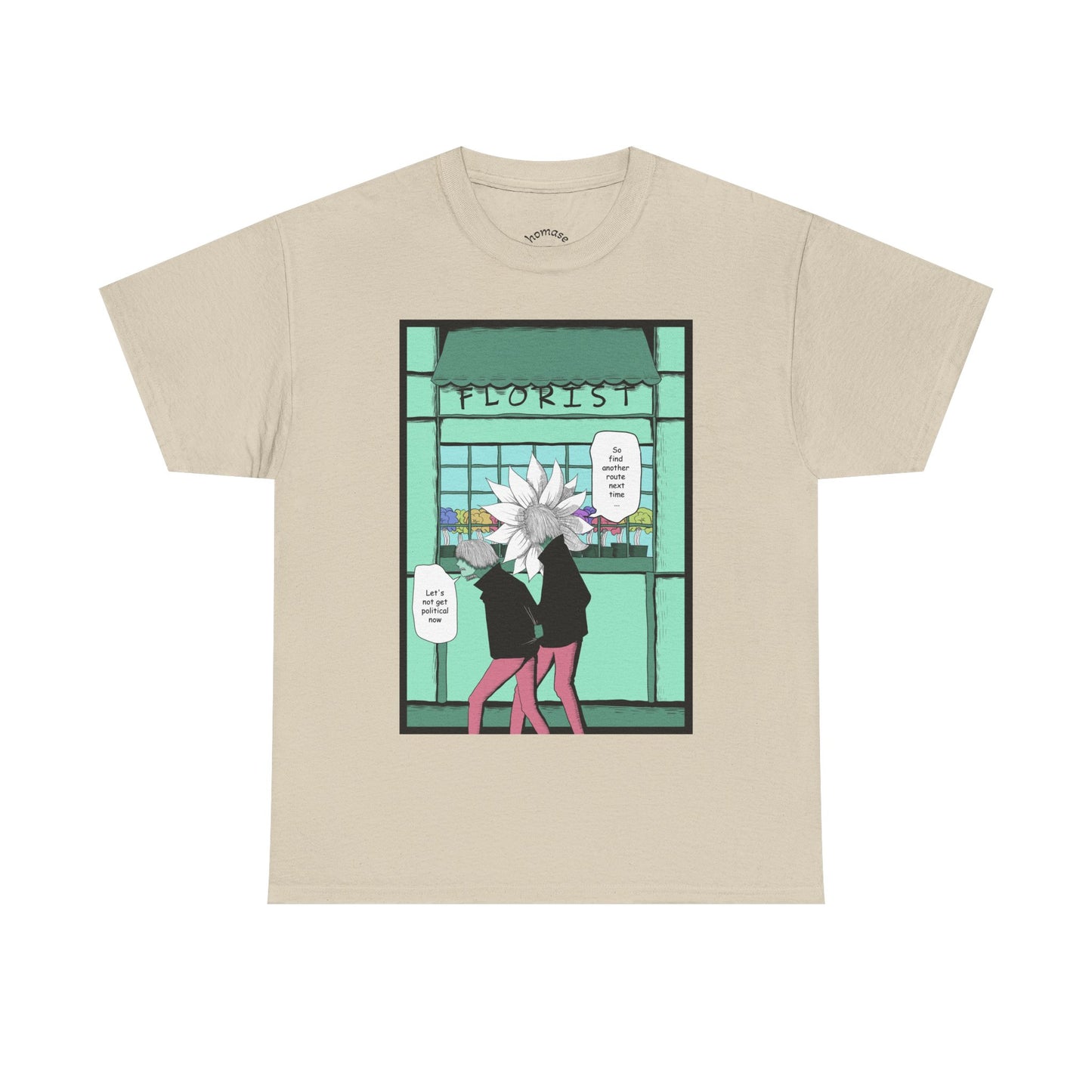 Floral Heads Comic Tee – 'Florist' Graphic T-Shirt