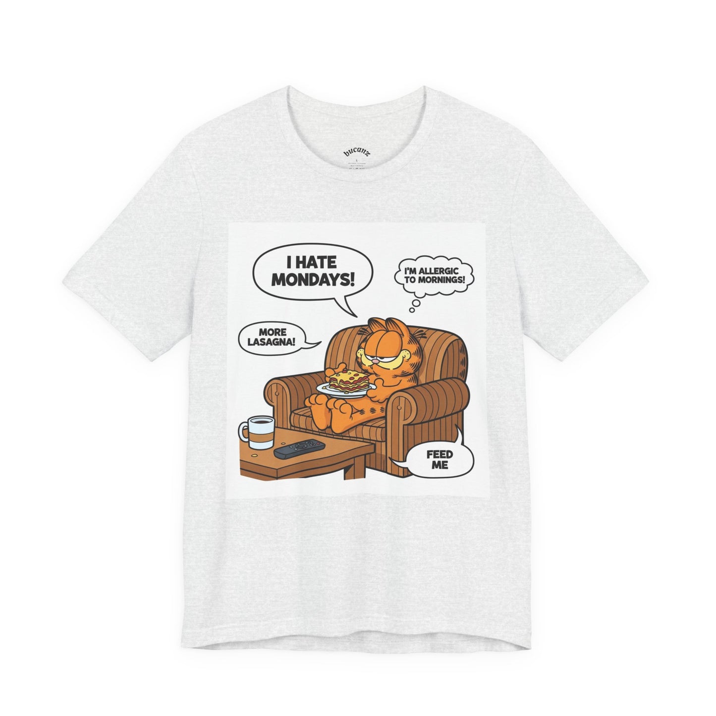 Garfield-Inspired Unisex Tee: I Hate Mondays, Perfect Gift for Cat Lovers, Fun Casual Wear, Humor Tee, Lazy Sunday Shirt, Gift for Him/Her