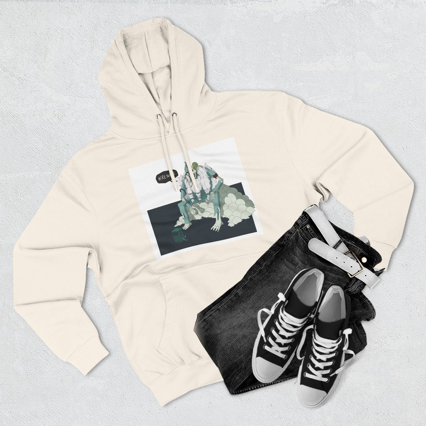 Artistic Fleece Hoodie with 'Homase' Design - Cozy Casual Wear