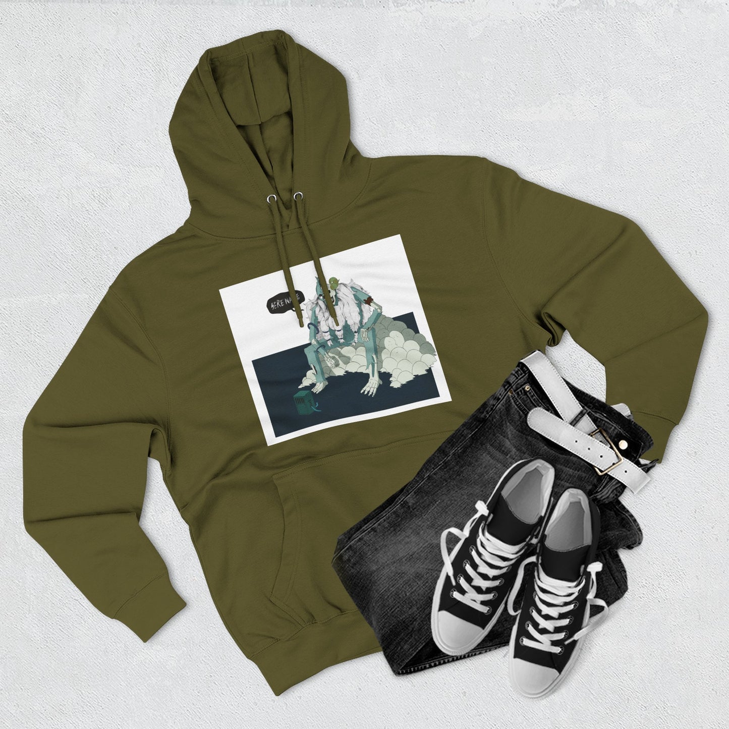 Artistic Fleece Hoodie with 'Homase' Design - Cozy Casual Wear