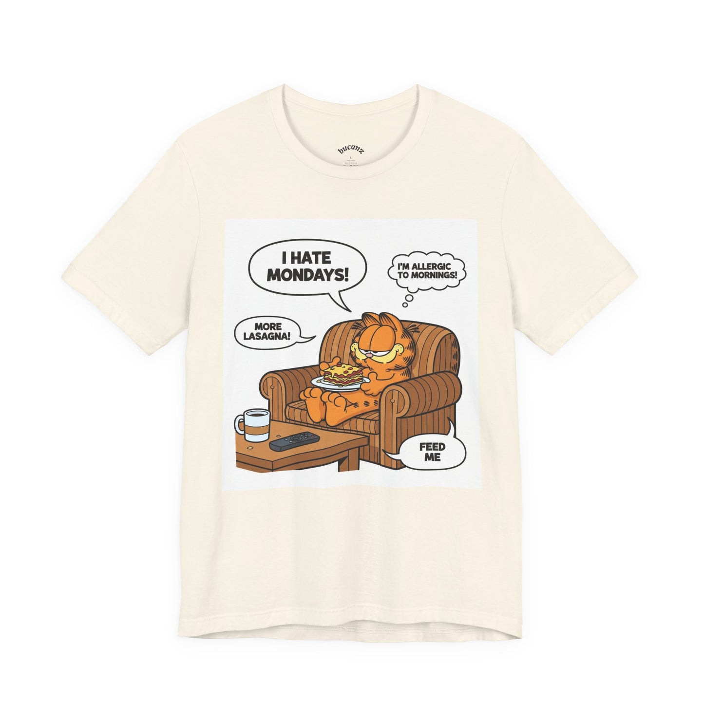 Garfield-Inspired Unisex Tee: I Hate Mondays, Perfect Gift for Cat Lovers, Fun Casual Wear, Humor Tee, Lazy Sunday Shirt, Gift for Him/Her