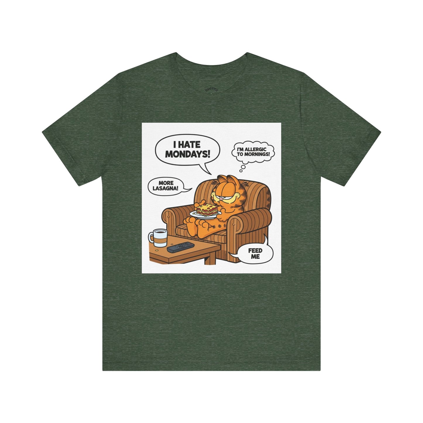 Garfield-Inspired Unisex Tee: I Hate Mondays, Perfect Gift for Cat Lovers, Fun Casual Wear, Humor Tee, Lazy Sunday Shirt, Gift for Him/Her