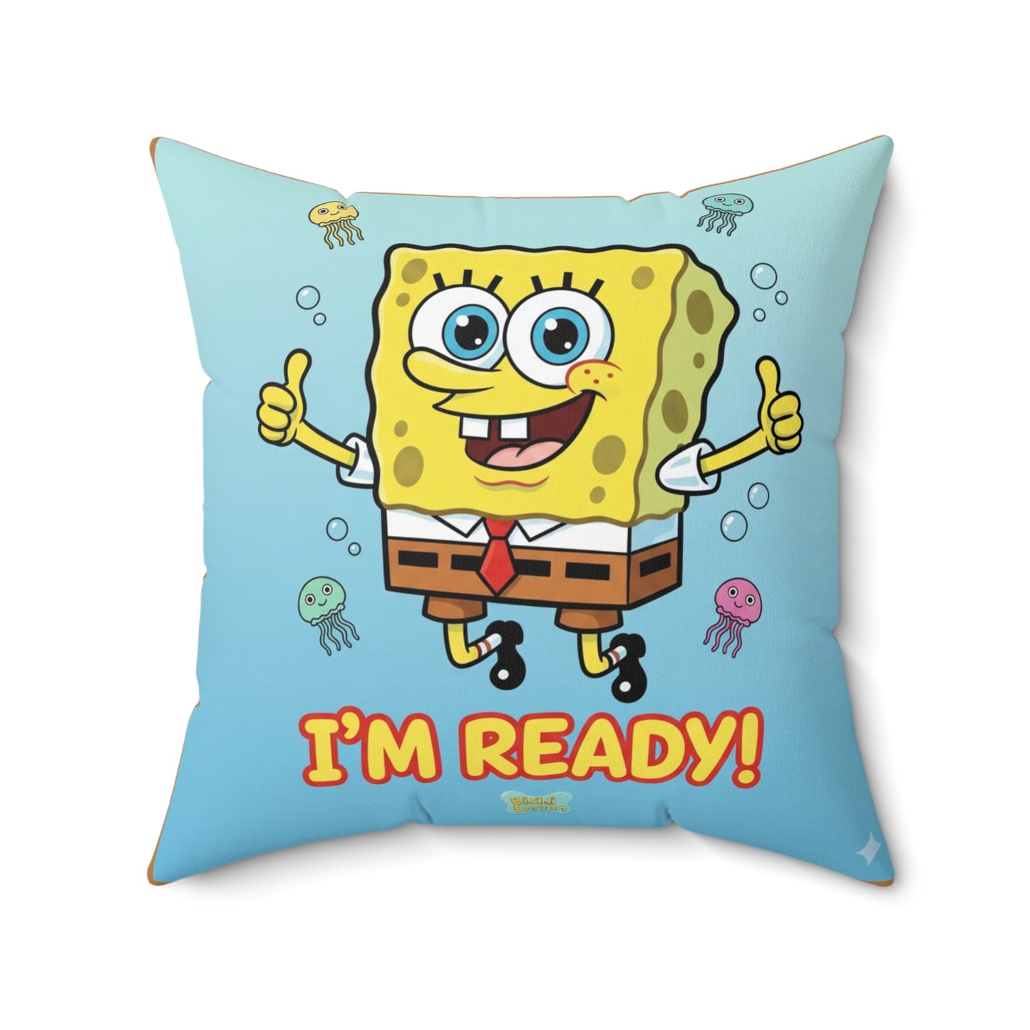 SpongeBob Square Pillow - "I'm Ready!" Fun Decorative Cushion