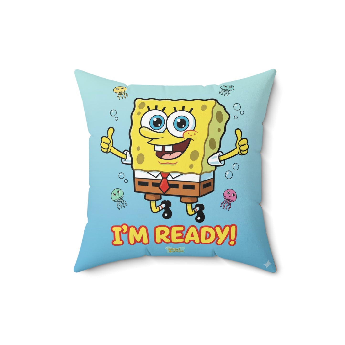 SpongeBob Square Pillow - "I'm Ready!" Fun Decorative Cushion