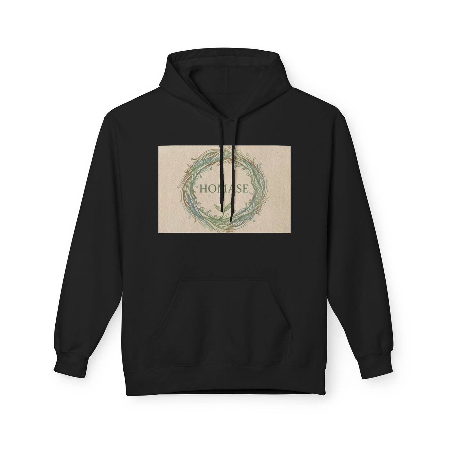 Cozy Unisex Fleece Hoodie with Nature Wreath Design